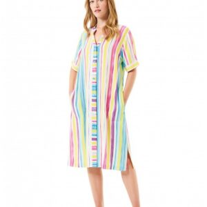 Vestido Corto de Verano Viscosa Rayas Colores Lohe