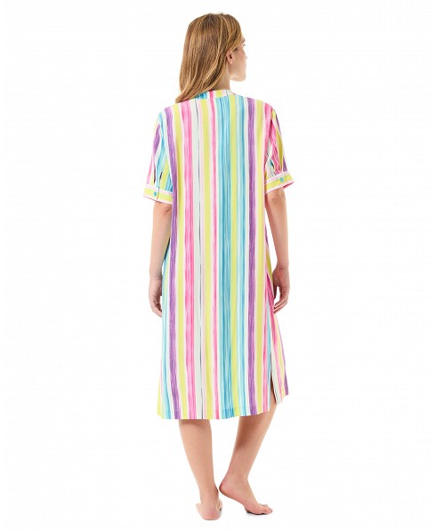 Vestido Corto de Verano Viscosa Rayas Colores Lohe - Imagen 4