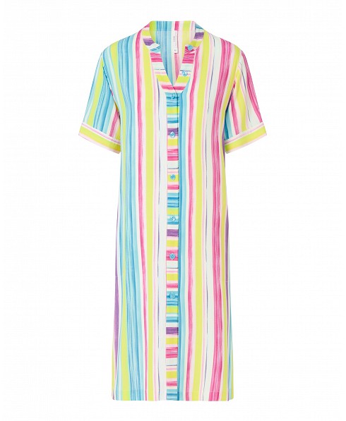 Vestido Corto de Verano Viscosa Rayas Colores Lohe - Imagen 3