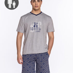 Pijama Corto Algodón, Navy, Punto Blanco