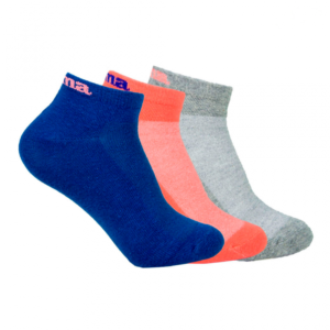 Pack 3 Pares de Calcetines Tobilleros Joma. Azul, Coral, Gris