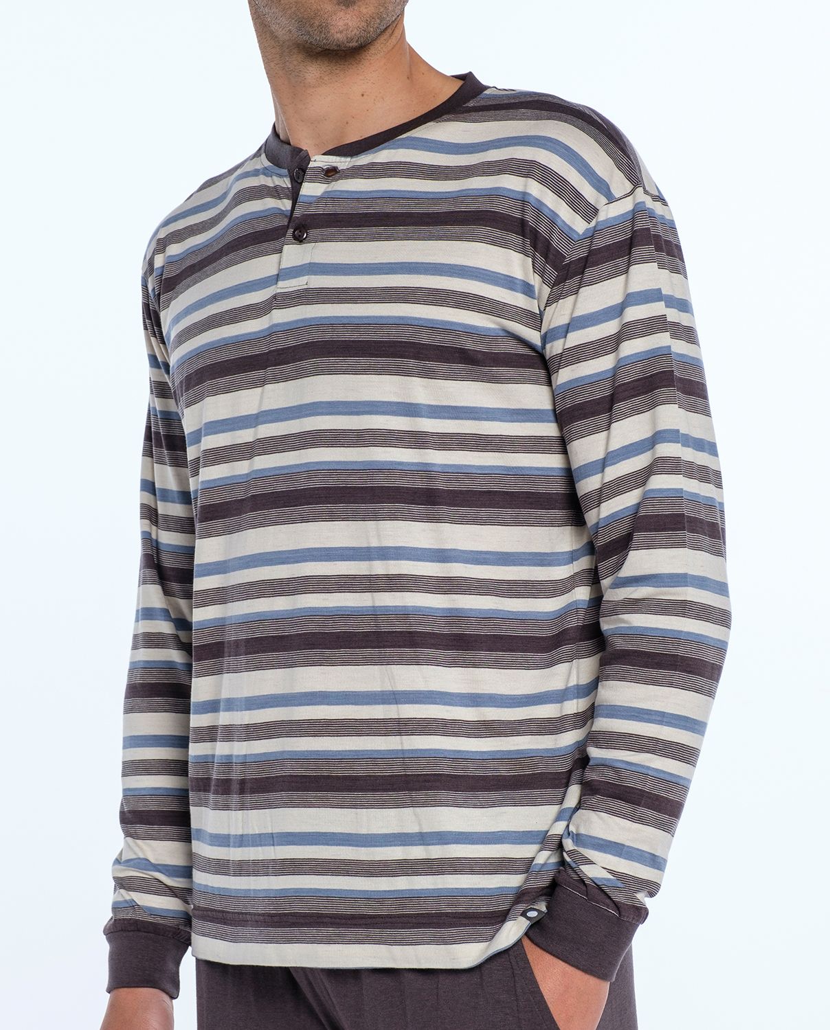 Pijama Largo Tejido Bambú de Punto Blanco. - Imagen 3
