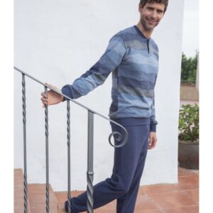 Pijama Invierno Hombre Cuello Abierto de Muslher. 235624.