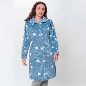 Bata Larga Mujer Coralina Estampada Estrellas de Kinanit. KN583