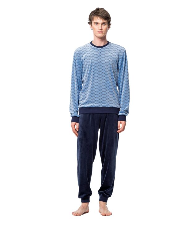 Pijama Largo de Hombre Terciopelo Estampado de Egatex. 252651