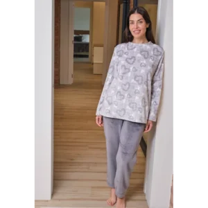 Pijama Mujer Coralina Estampado Corazones de Muslher. 256640