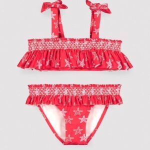 Bikini Infantil Estampado Estrellas con Volantes y Lazadas | Ref. 95155