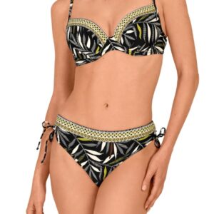 Bikini Capacidad Tamouré 3455: Sujetador con Foam y Braga Midi con Cenefas a Contraste - Estampado Abstracto