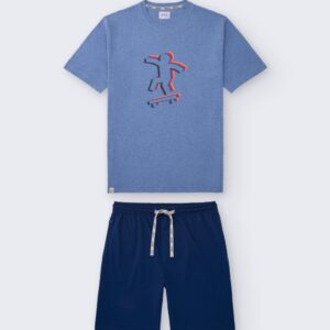 Pijama Corto Giulio Modelo Ska 100% Algodón | Conjunto Hombre con Bolsillos 716E