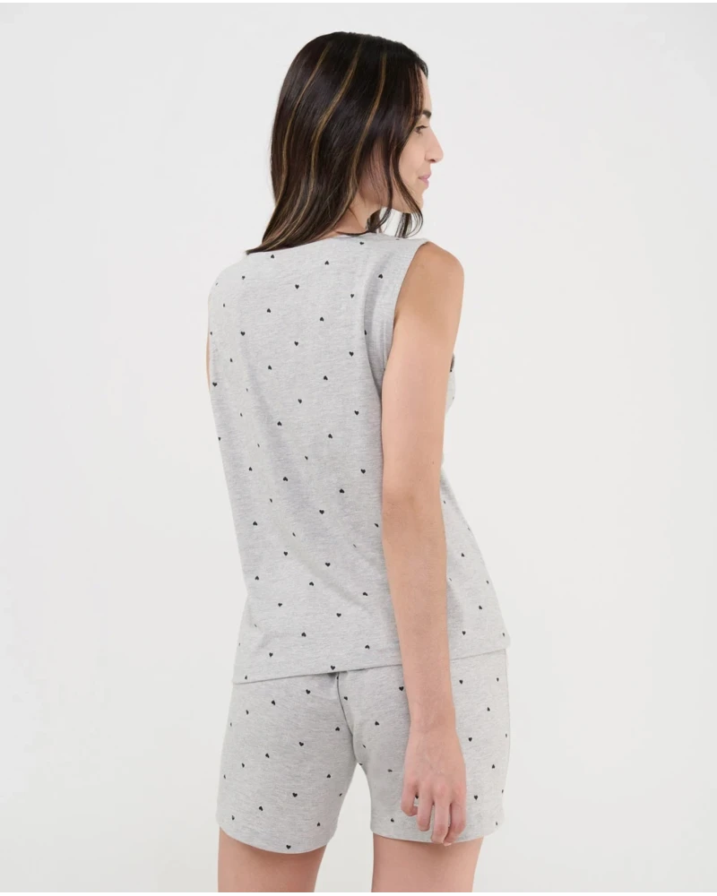 Pijama Lohe de Tirantes en Punto Vigoré Gris con Corazones V263793 - Imagen 2