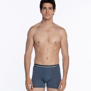 Calzoncillo Bóxer Punto Blanco Deep de Microfibra Transpirable - Estampado Azul. 33689