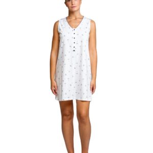 Camisón de Algodón Sin Mangas Egatex - Estampado Floral con Tapeta Abotonada. 261416