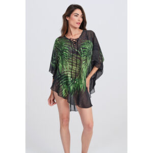 Kaftan Mujer RasdeMar Colección Palmeras - Vestido de Playa Estampado Hojas - Modelo 26505