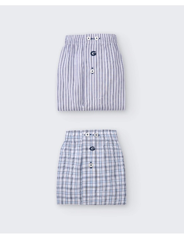 Pack de 2 Bóxers de Tela Hombre 100% Algodón Giulio Estampado Clásico